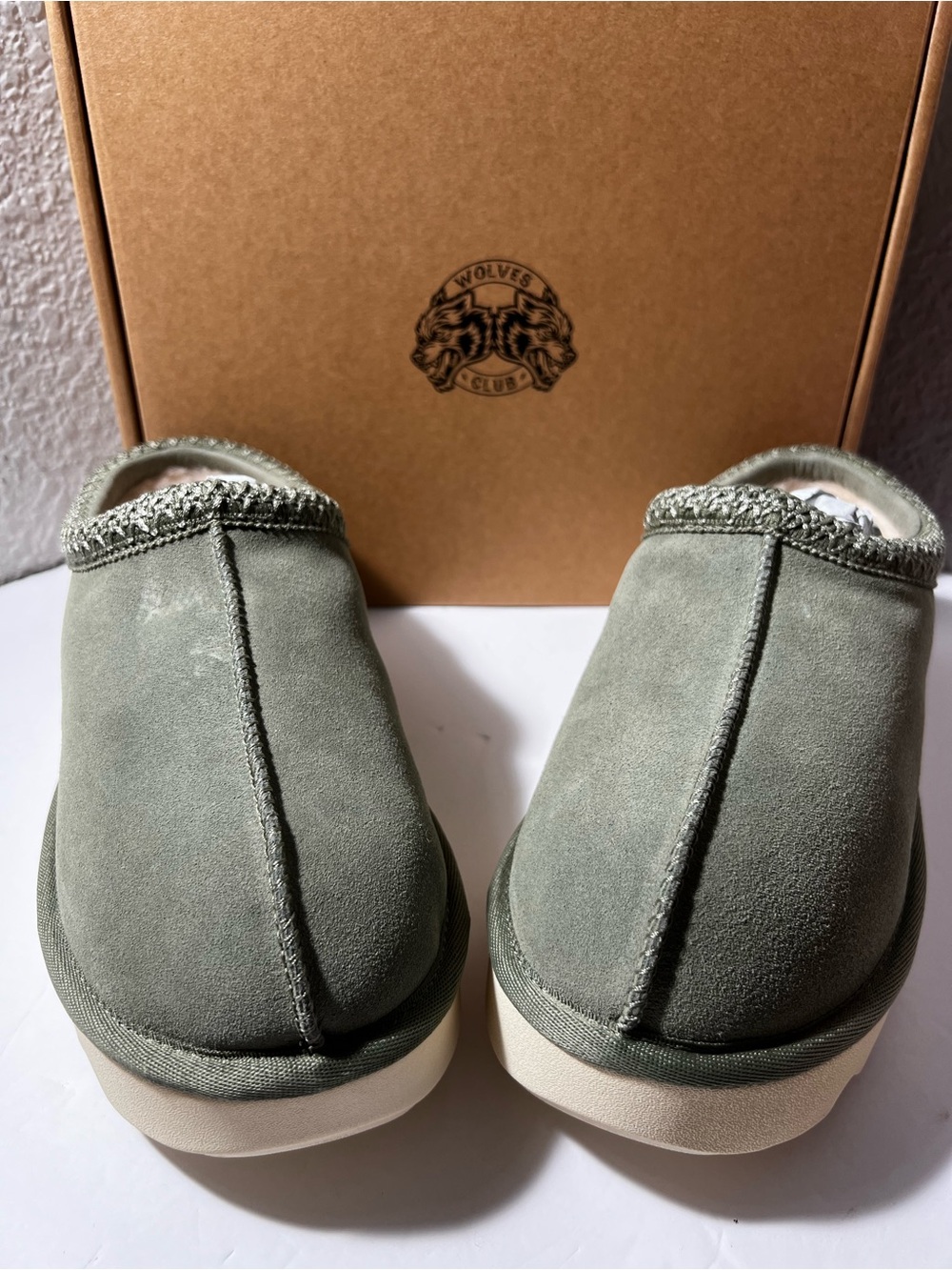 Darc sport Wolf Head Mammoth Mule Sage Green slipper loafer leather Men’s 9 NIB